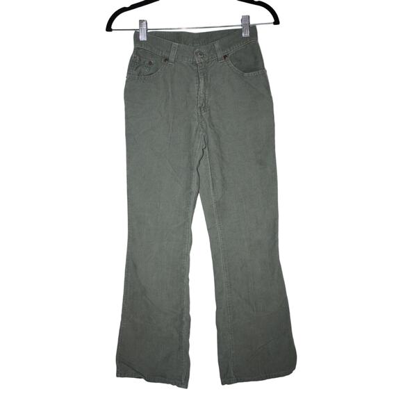 Vintage Levis 517 Women's 24 Waist Corduroy Green Boot Cut Pants Regular Cotton - Picture 1 of 5